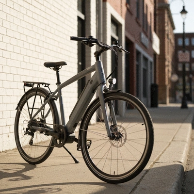 Modern electric commuter bike parked on a city street